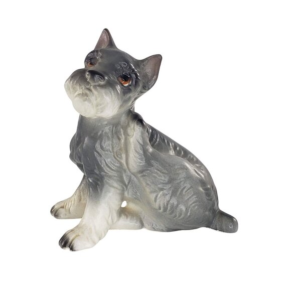 Lefton Schnauzer Dog Scratching Figurine H6568 Vintage Grey Kitsch - Picture 6 of 8